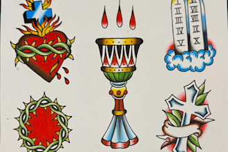 design custom american traditional tattoo flash
