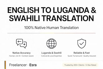 translate english to luganda and swahili accurately