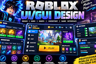 design roblox UI gui hud menu shop and game interface