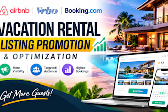 promote airbnb vrbo and bookingcom  listings with marketing and optimization