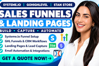 build systeme io sales funnel, gohighlevel landing page with email automation