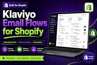 setup klaviyo email flows, abandoned cart and welcome series for shopify