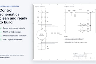 draw electrical control schematics and panel drawings in autocad