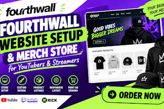 do fourthwall website setup and merch store for youtubers and streamers