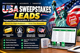 provide premium takes sweeps leads, first hit, mega millions lead, elderly leads