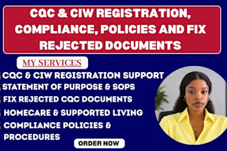 do cqc ciw registration compliance policies writing and fix rejected documents