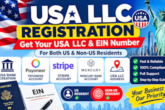 usa bank creation wise, payoneer, stripe, mercury bank and address for usa llc