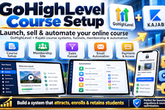 setup gohighlevel course with crm automation and kajabi sales funnel