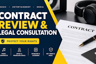 provide entertainment law document consultation and music contract review