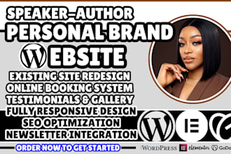 design a speaker website, public speaker website, author, personal brand website