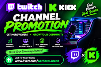 do organic twitch channel promotion, kick promotion for kick viewer