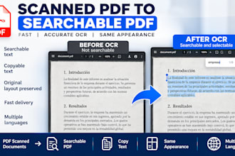 convert scanned PDF files into searchable pdfs using ocr