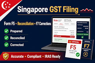 prepare singapore gst f5 return, gst reconciliation gst f7 filing corrections