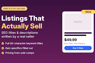 write SEO optimized ebay and etsy product titles and descriptions
