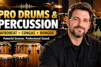 record professional drums, percussion, congas, afrobeat rhythms for your tracks