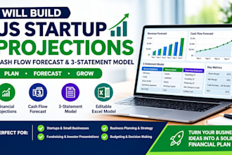 build USA startup projections bookkeeping cash flow forecast 3 statement model