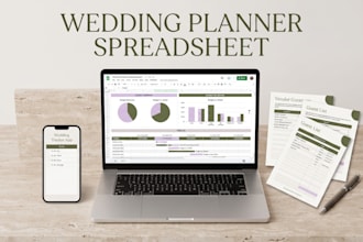 a wedding planner spreadsheet, event tracker and google sheets template