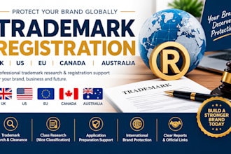 register trademark UK, US, eu, canada and australia and search