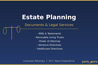 draft your will, living trust, power of attorney and estate planning docs