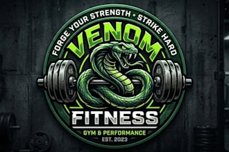 create creative snake logo for gym