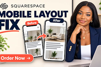 fix squarespace mobile layout, spacing, alignment, and responsive issues