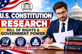 research the US constitution, bill of rights and government power