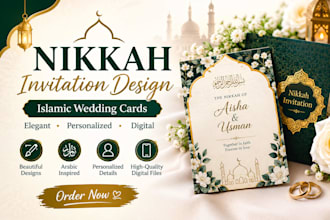 create beautiful muslim wedding and nikkah invitation cards