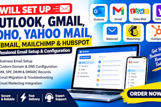 setup microsoft outlook gmail mailchimp webmail zoho hubspot yahoo busines mail