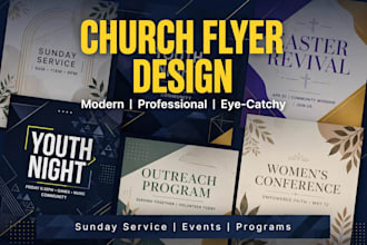 design modern church flyer, sunday service flyer, church event flyer