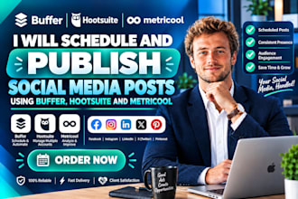 schedule and publish social media posts using buffer hootsuite and metricool