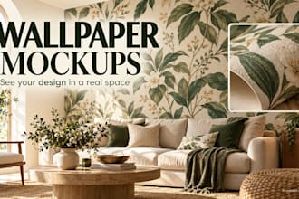 create realistic wallpaper and wall art interior mockups