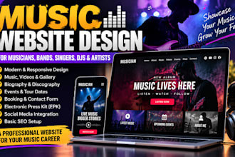 design music website for musicians, bands, singers, djs and artists