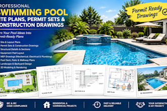 do swimming pool site plan, permit sets and construction
