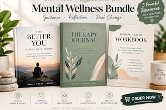 create self help ebook, therapy journal and mental health workbook design