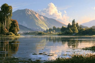 create flat landscape illustration of nature