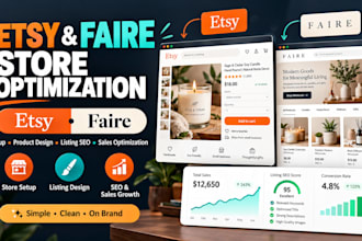 set up faire, etsy store product design listing ecommerce seo sales optimization