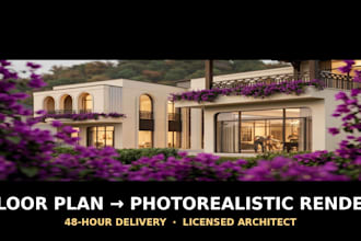 turn your floor plan or sketch into a realistic architectural render in 48 hours