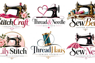 design a professional sewing, tailoring, embroidery, fashion sewing machine logo