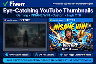 design 3 aesthetic and click worthy youtube thumbnails in 24 hours