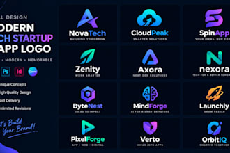 design modern tech, startup and app logo