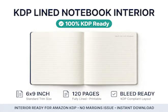 design KDP lined notebook journal interior for amazon