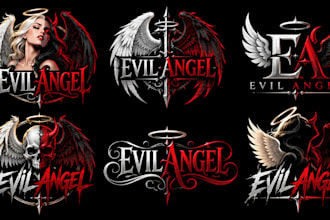 design a professional, dark angel, gothic, demon, wing evil angel logo