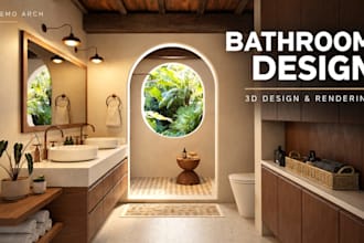 create photorealistic 3d bathroom design and rendering