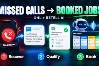 set up gohighlevel missed call text back and retell ai receptionist