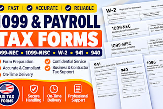 prepare 1099nec 1099 misc w2 and irs payroll form 941 940 and form 944