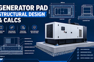 design concrete generator pad structural calculations and cad drawings