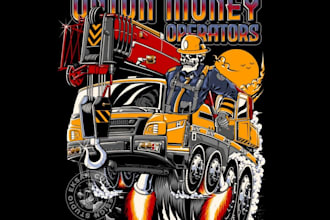 create a retro fireman illustration logo and fire department apparel graphic
