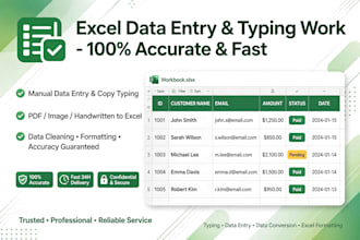 excel data entry typing work