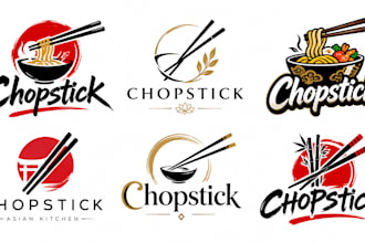 design a professional chinese food, japanese food, asian cuisine chopstick logo