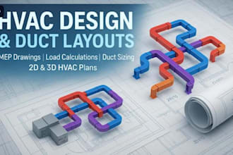 design hvac layouts and create 2d cad drawings and 3d models
